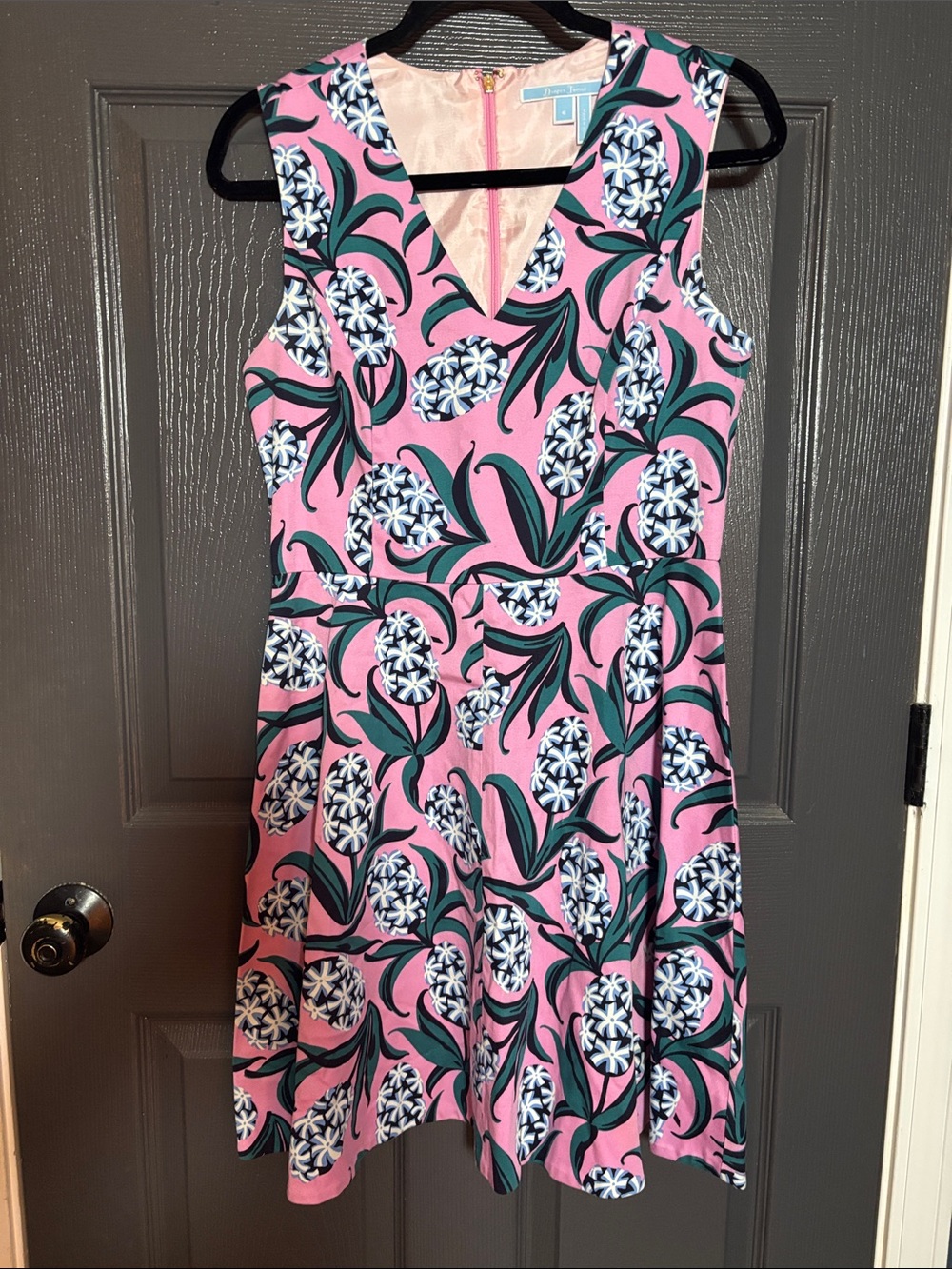Draper James Pink Floral V-Neck Midi Dress